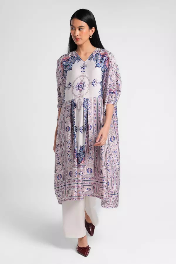 MINIMAL - Chyara - Kaftan Motif Etnik - Navy