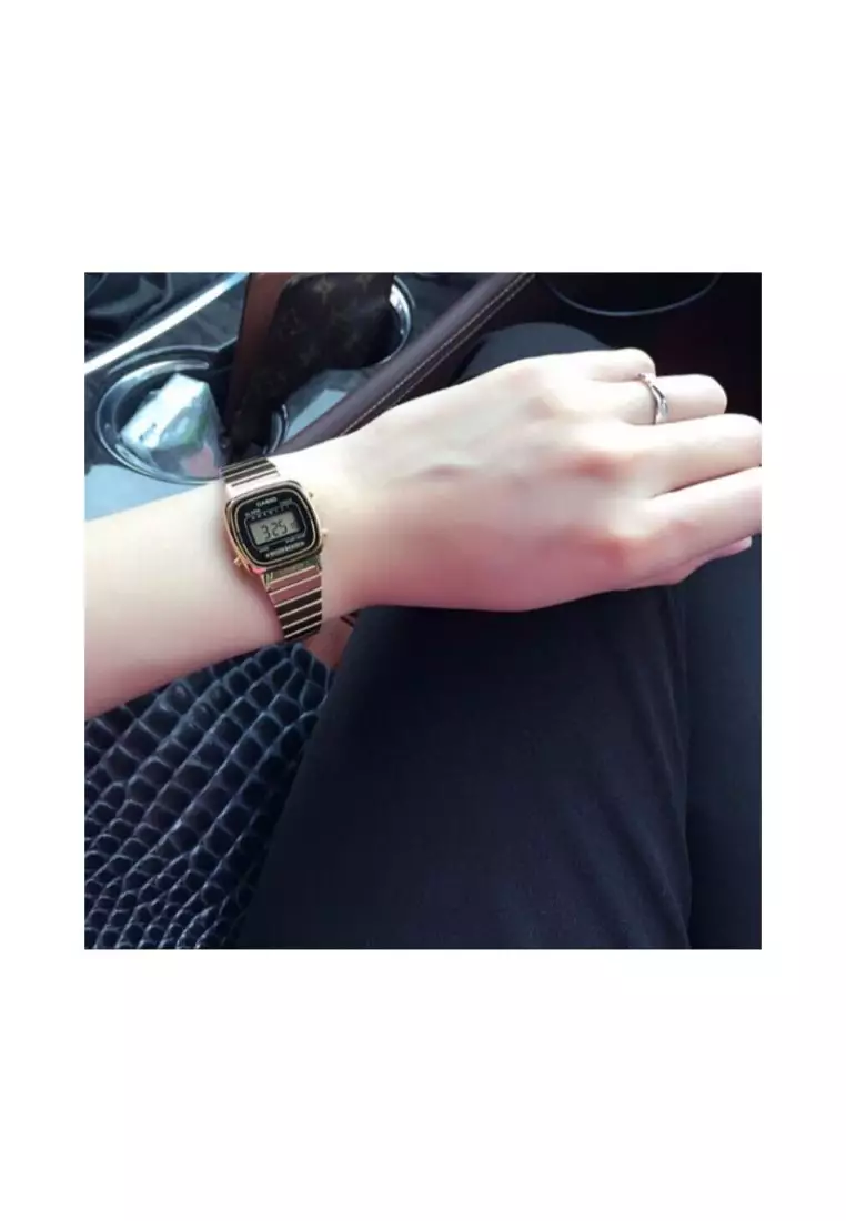Vintage Digital Watch LA670WGA-1 Gold Stainless Steel Band Ladies Watch