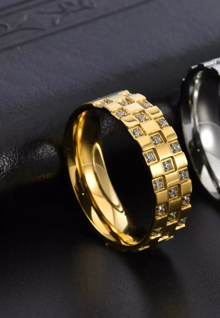Buy HAPPY FRIDAYS Titanium Steel Zircon Ring JW GS-M417 Online | ZALORA ...