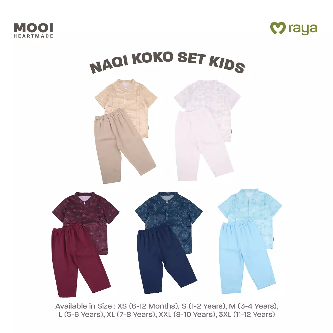 Mooi Naqi Koko Set Setelan Koko Anak Raya Collection Nawasena Series - Red Burgundy