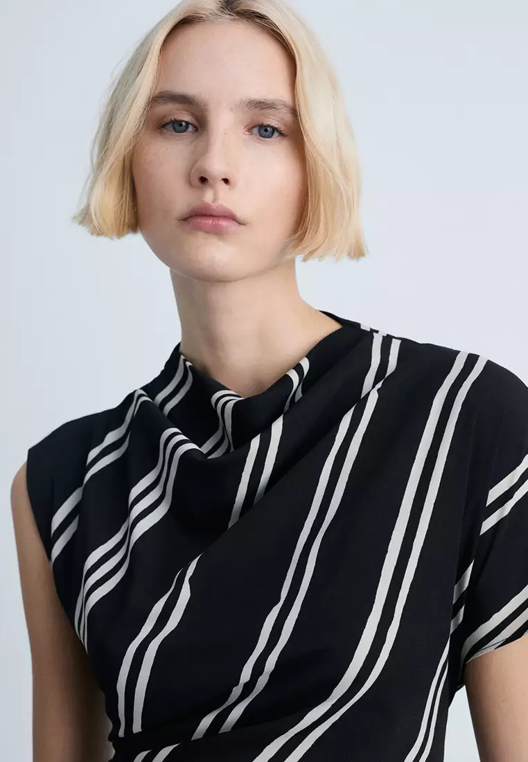 Striped Print Midi Dress