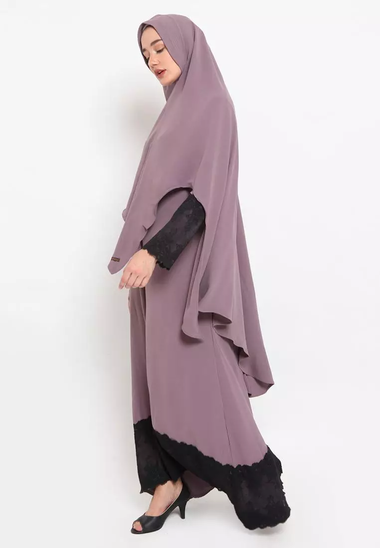 Queenza Set Gamis Wanita Muslimah By Zayidan Adzkia Brukat - Rose Taupe