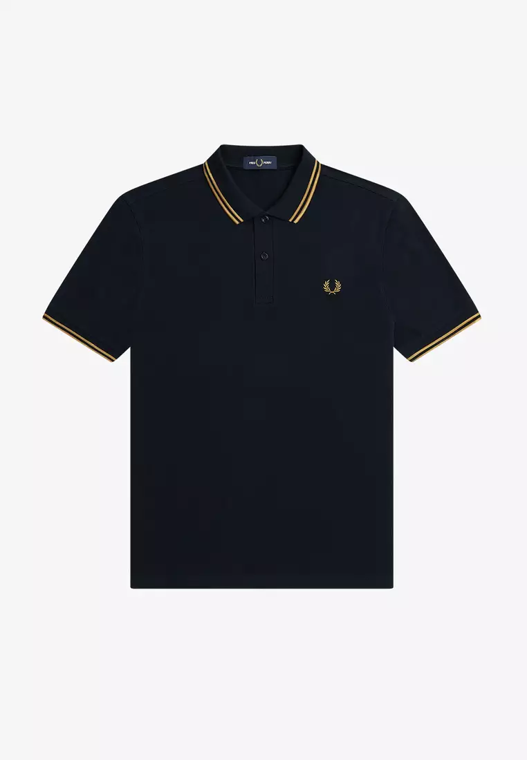 Fred Perry M3600 Twin Tipped Fred Perry Shirt (Navy / Dark Caramel / Dark Caramel)