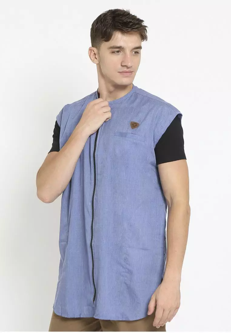Zayidan Rompi Sholat Zipper Muslim Pria - Biru
