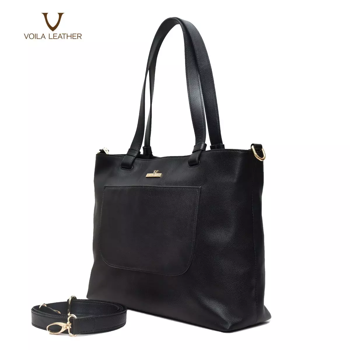 VOILA LEATHER Tas Tote Tas Selempang Wanita Kulit Asli Genuine Leather Tote Bag Sling Bag BEVERLY BLACK