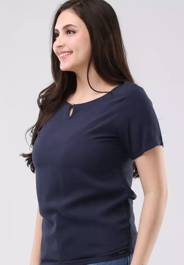 Woven Plain Rayon Short Sleeves Blouse