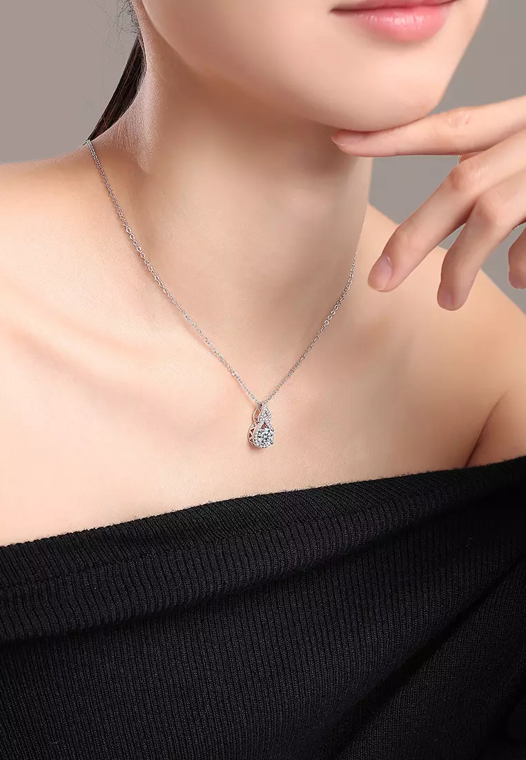 Kalung Wantia Berlian Korea Perhiasan Cewek Zirconia Original Dilapisi Platinum Necklaces silver