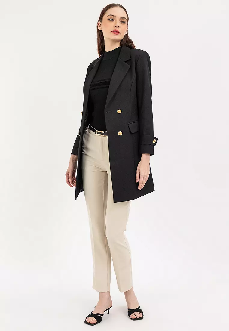 Double Breasted Blazer Trench Coat