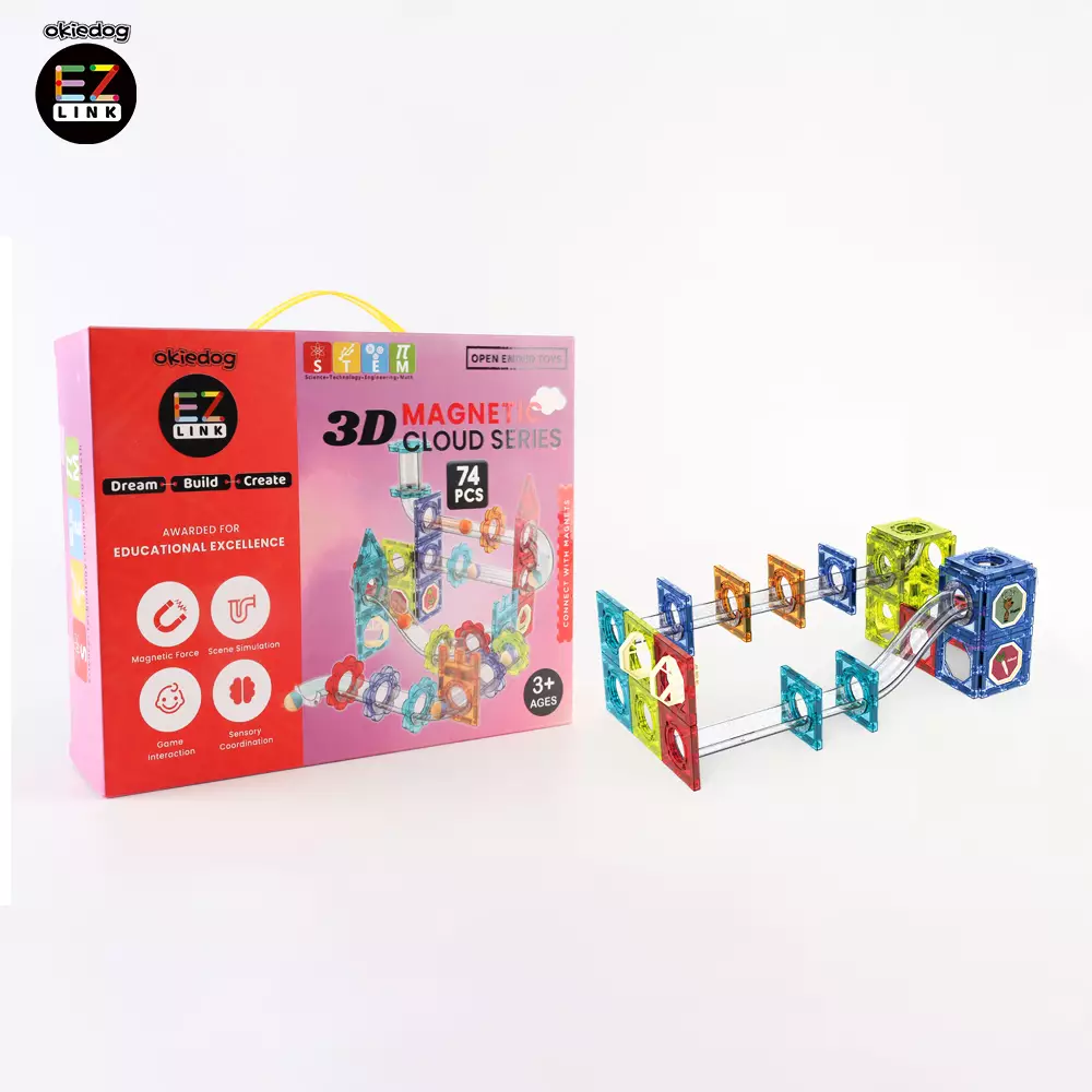 Okiedog EZLINK Magnetic Cloud Series- Mainan Magnet Edukasi - STEM - 74pcs