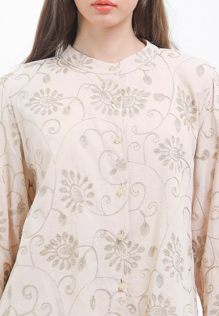L/S Gold Emb Blouse