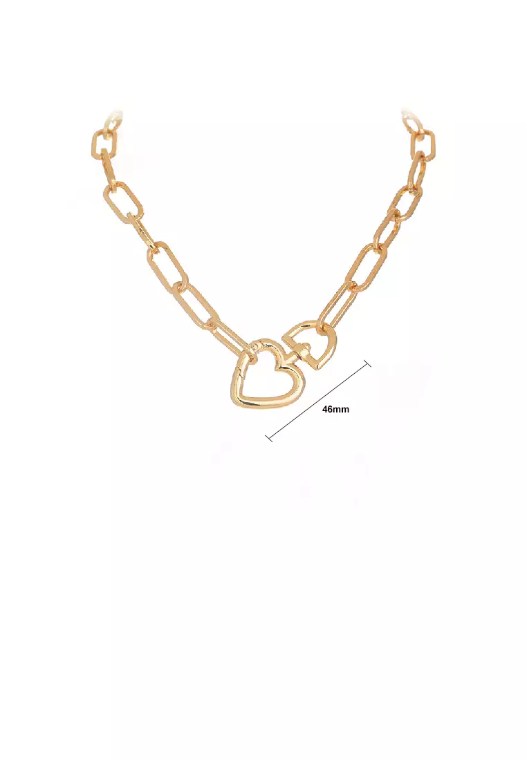 Simple Exaggerated Plated Gold Hollow Heart Thick Chain Necklace