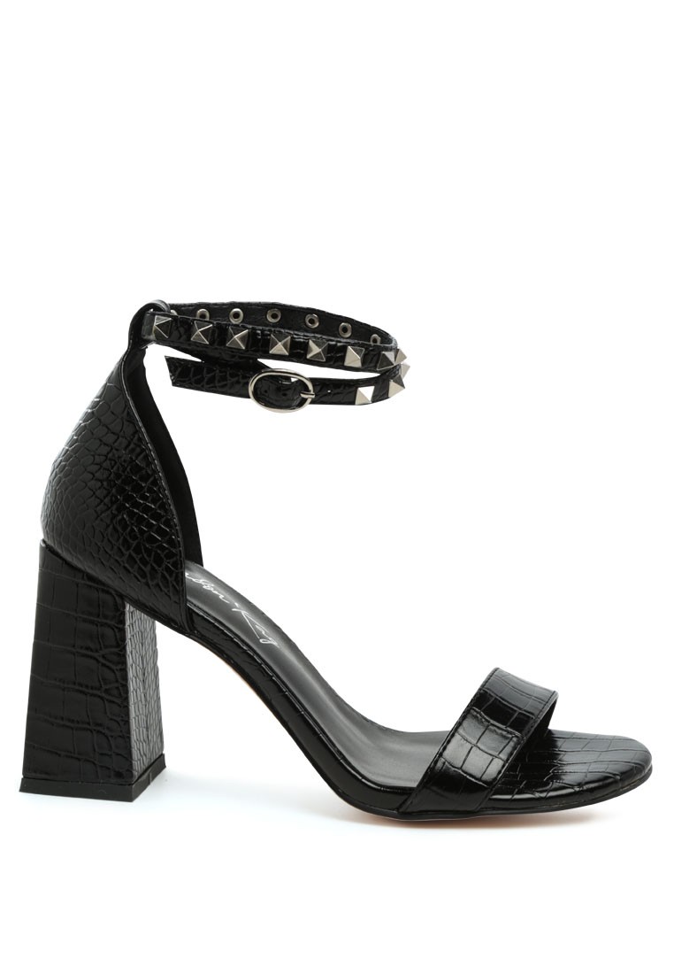 Black Animal Texture Block Sandal