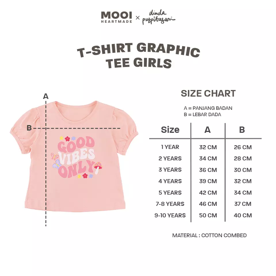 Mooi X Dinda Puspitasari Kaos Anak Perempuan T-shirt Graphic Tee Girls - Pink Blossom