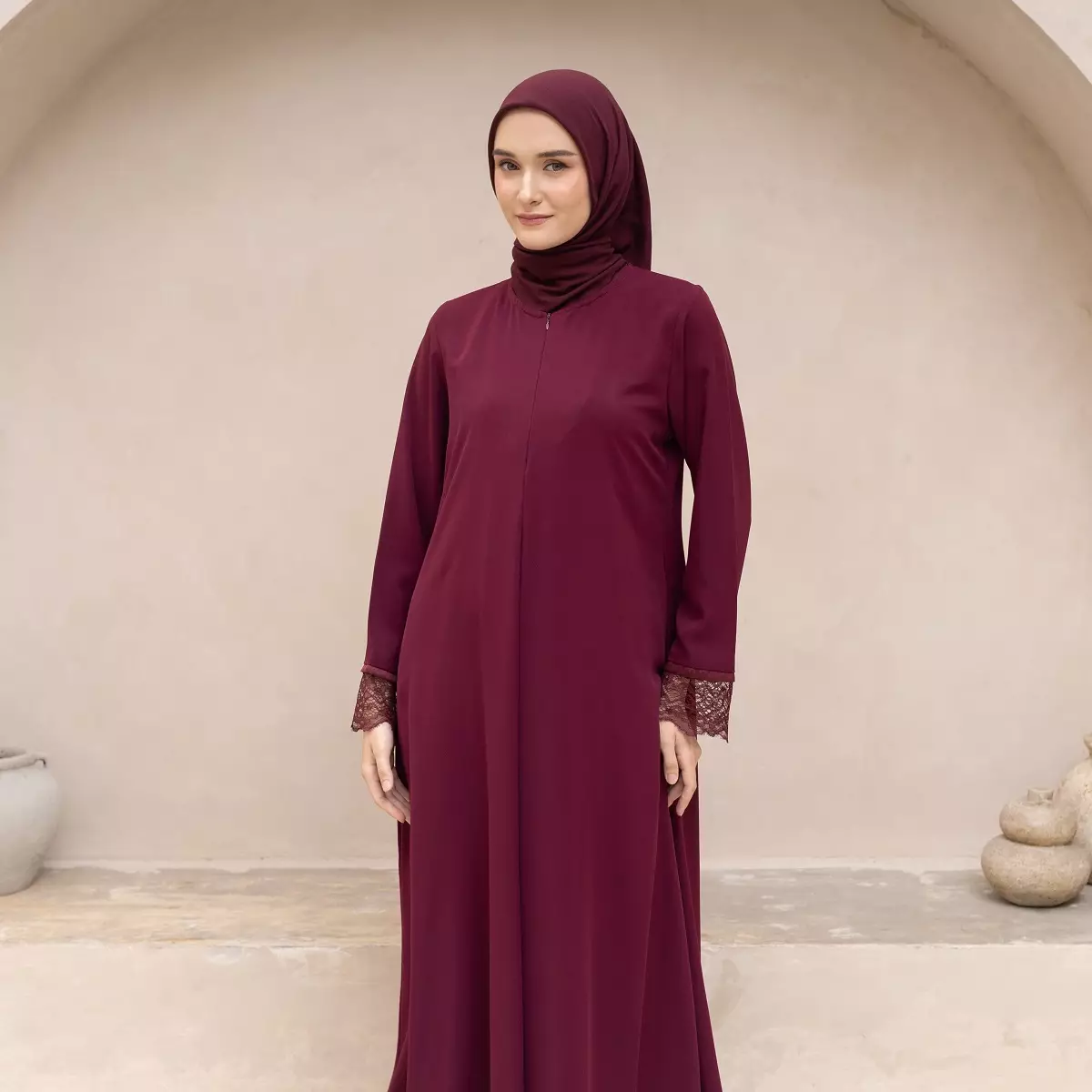 EPC Abaya Amara - Burgundy - Moonlit Elegance Series