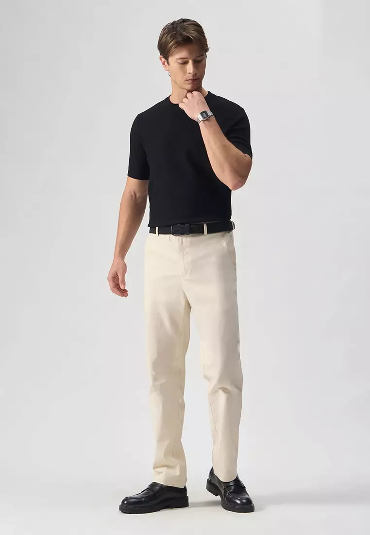 Textured Crew Neck T-Shirt