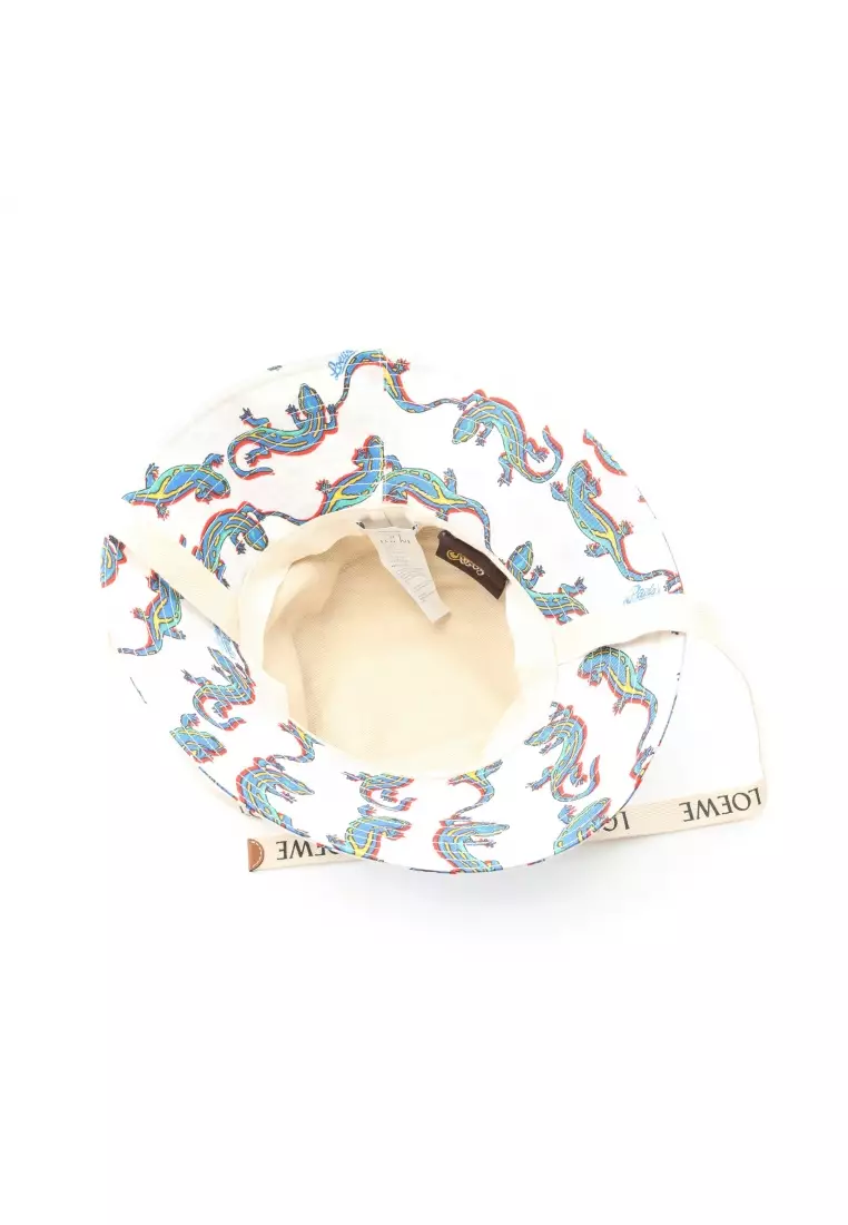 Pre-Loved LOEWE Paula’s Ibiza fisherman hat cotton white multicolor