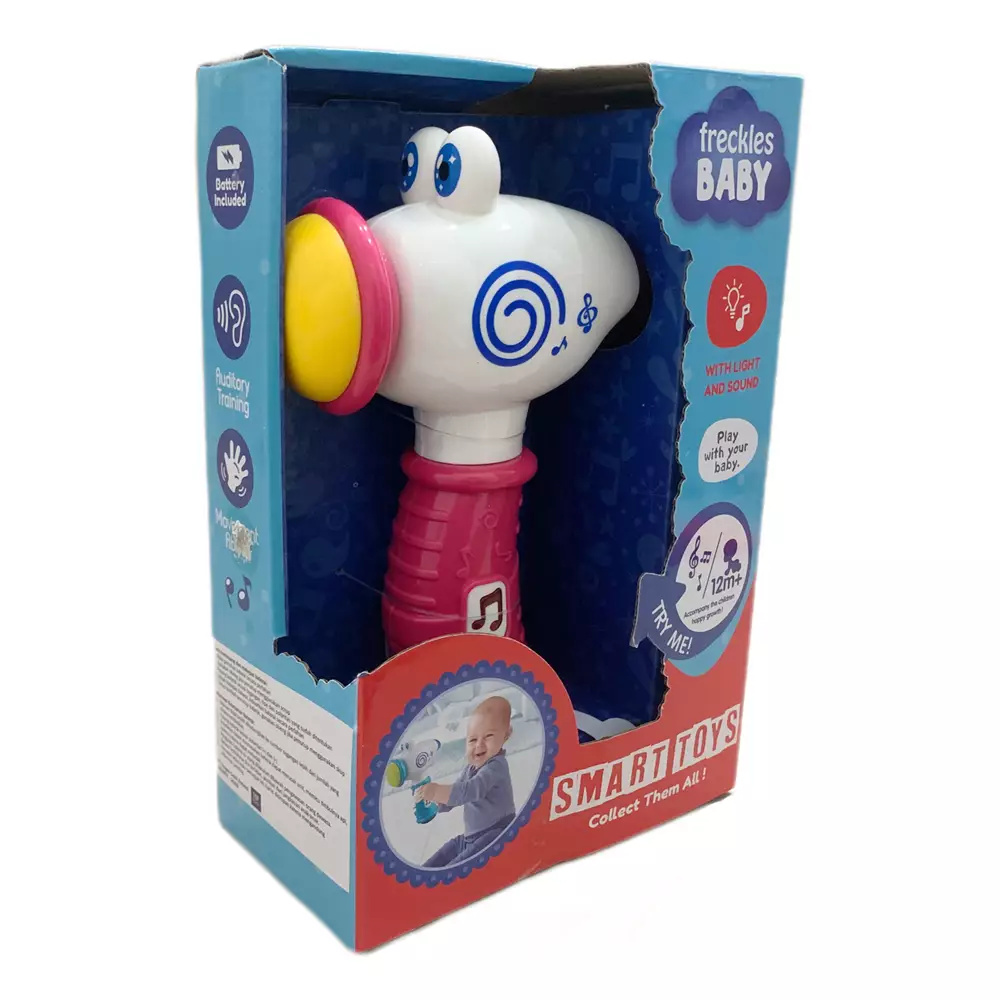 Freckles Baby Smart Toys Baby Hammer With Light and Music - PINK - (Termasuk Baterai) - Mainan Aktivitas Edukasi Bayi