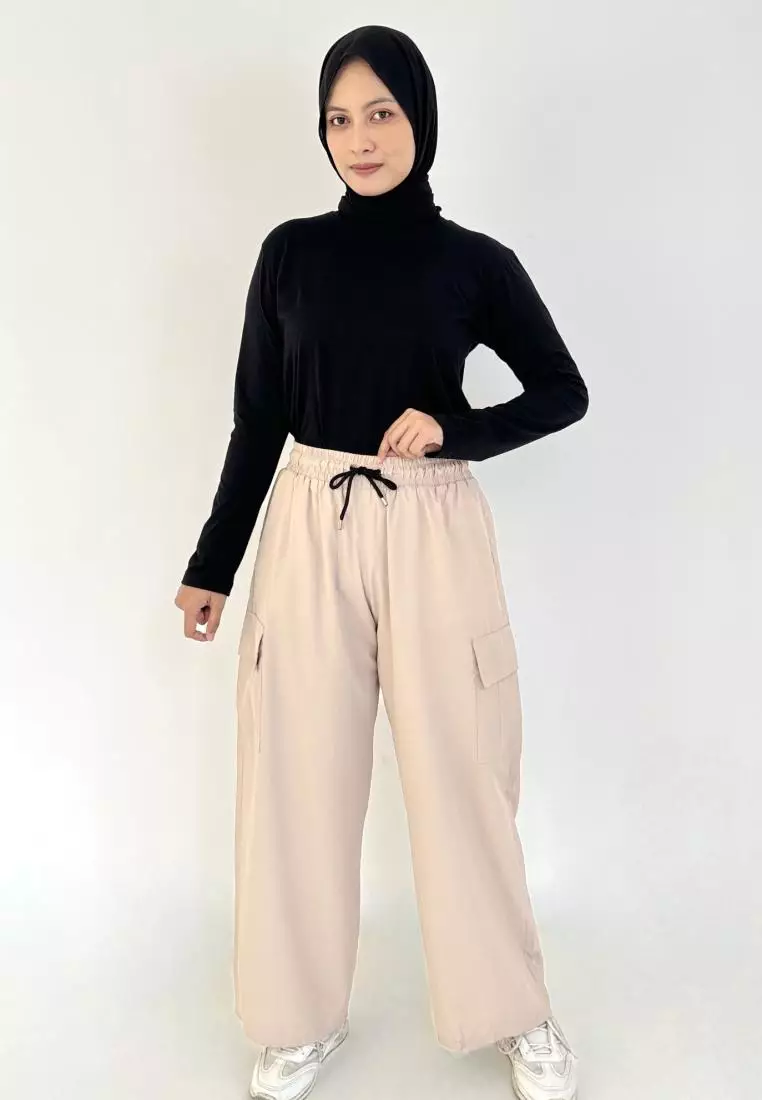 BUY 1 GET 1 FREE Alia Cargo Pants [Pink - Beige]