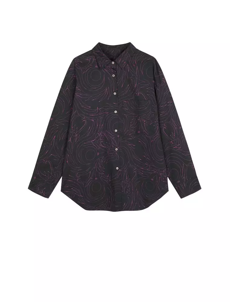 Long Sleeve Collared Printed Shirt