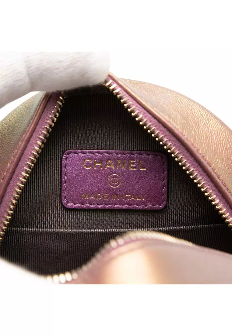 Pre-Loved Chanel Quilted Iridescent Lambskin Round Clutch With Chain