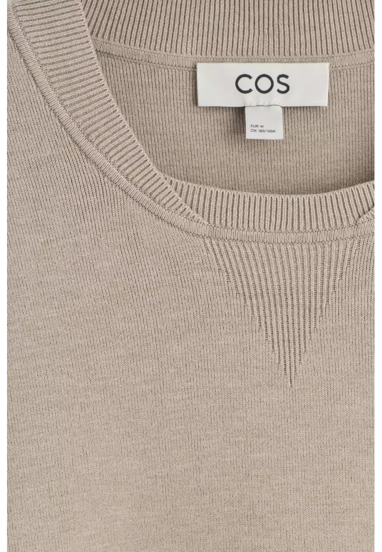 DOUBLE-FACED BOMBER-NECK KNITTED JUMPER
