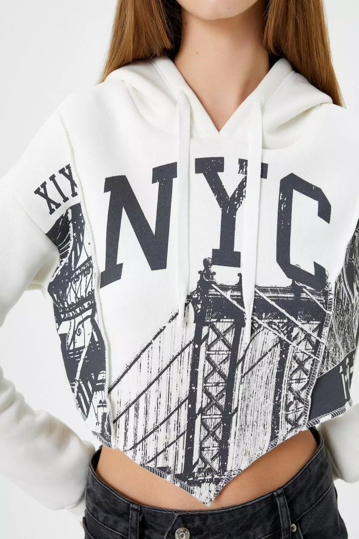 Asymmetrical NYC Crop Hoodie