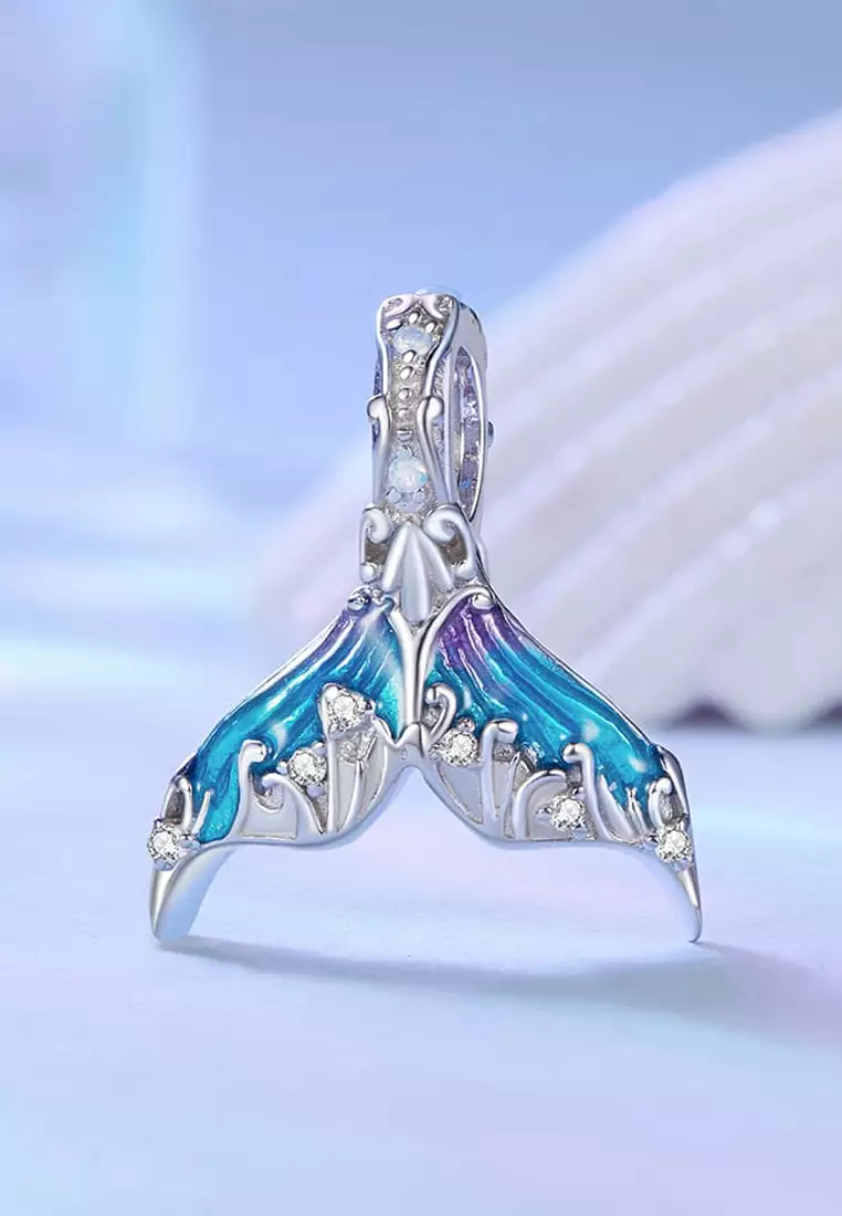 Solid Silver Mermaid Gleam Tail Charm