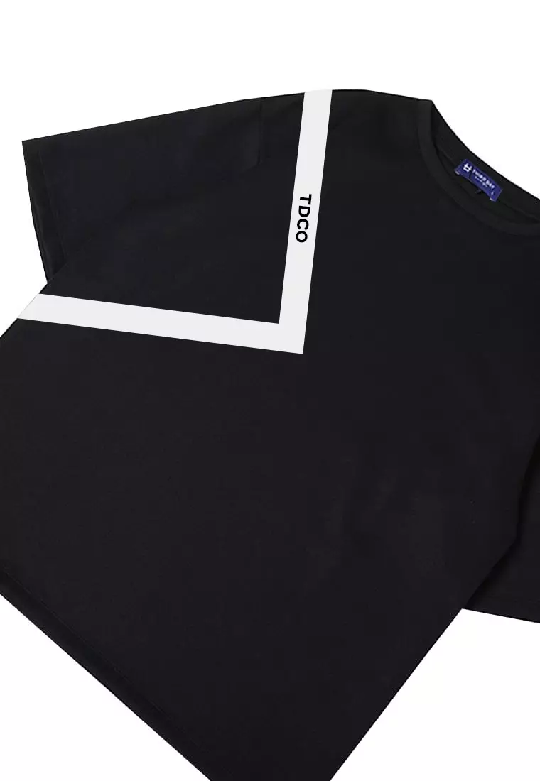 MTV66 Kaos Oversize Distro Pria Triangle Line Tdco hitam