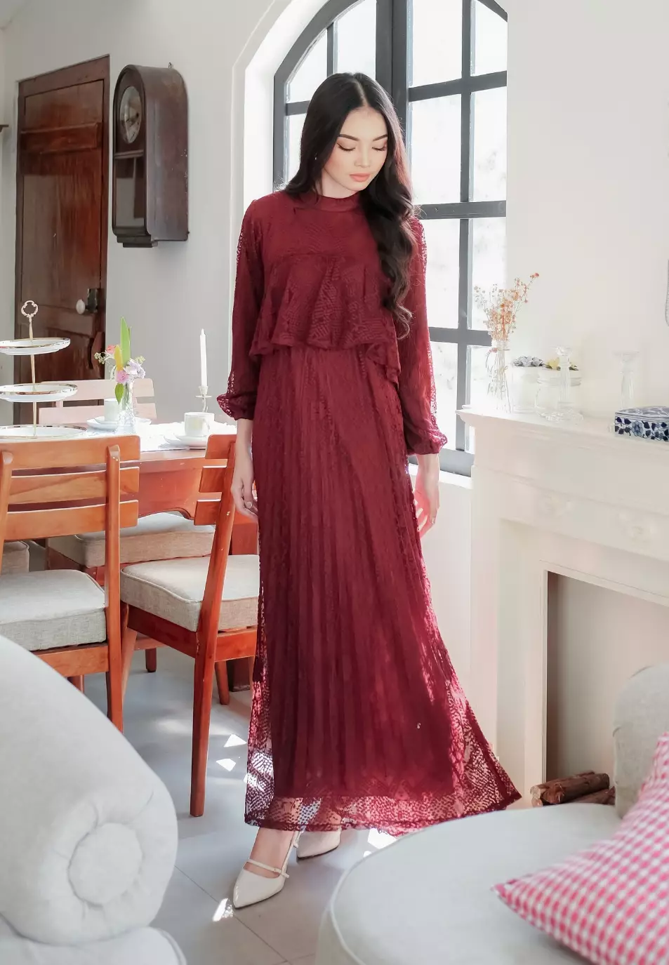 Mileva Dress - Maroon