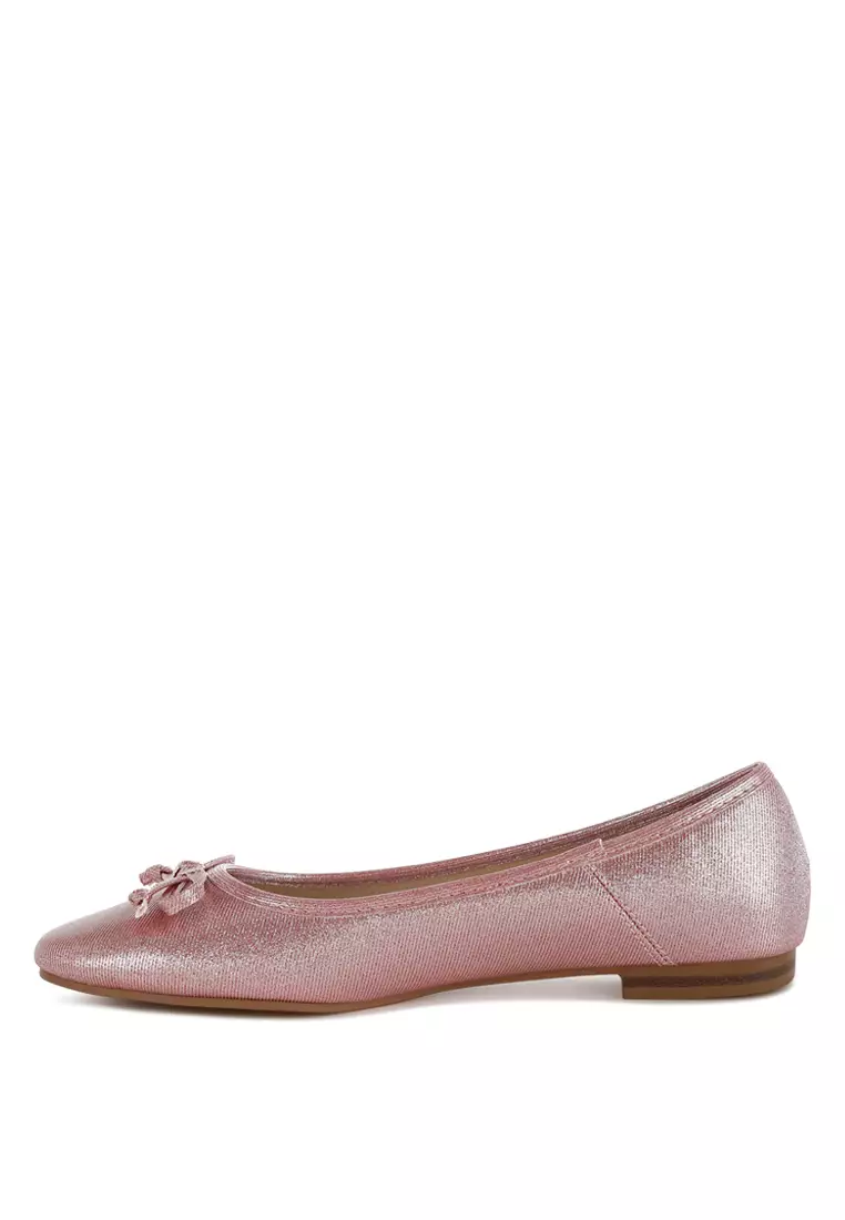 Metallic Ballet Flats in Red