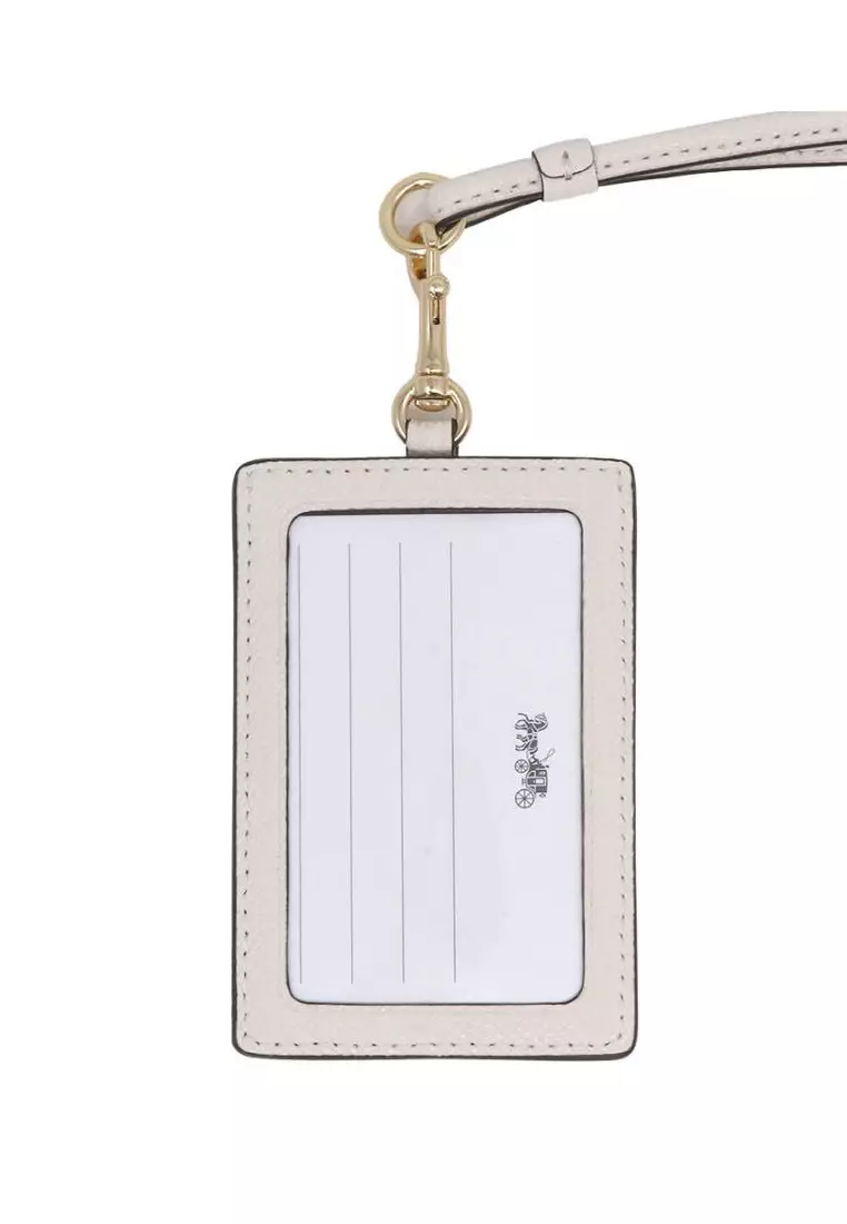 ID Lanyard In Crossgrain Leather - White