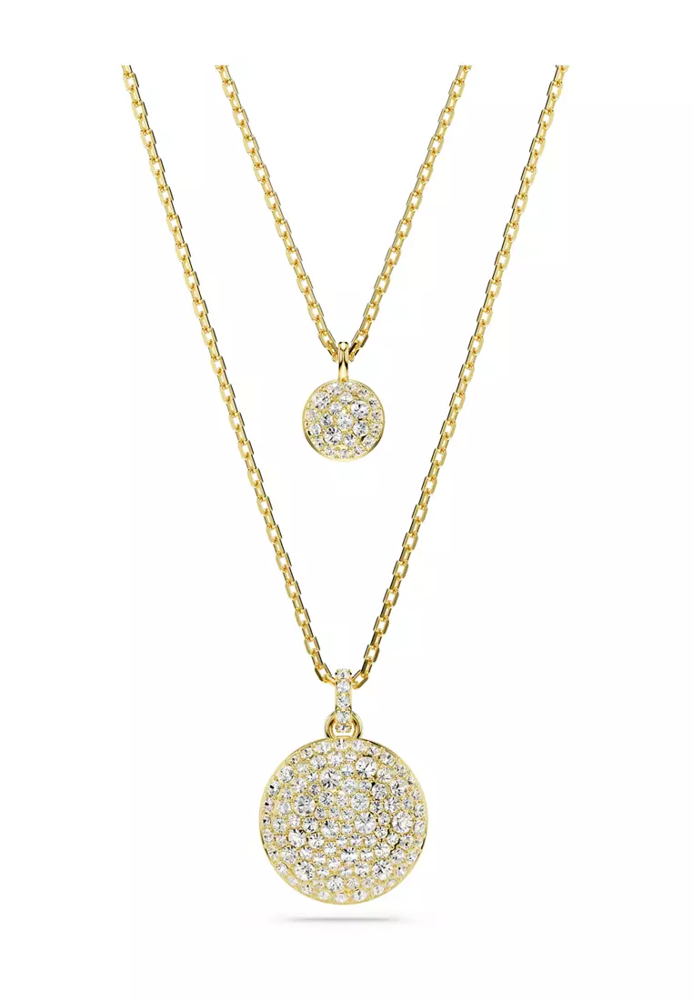 Sublima layered pendant, White, Gold-tone plated