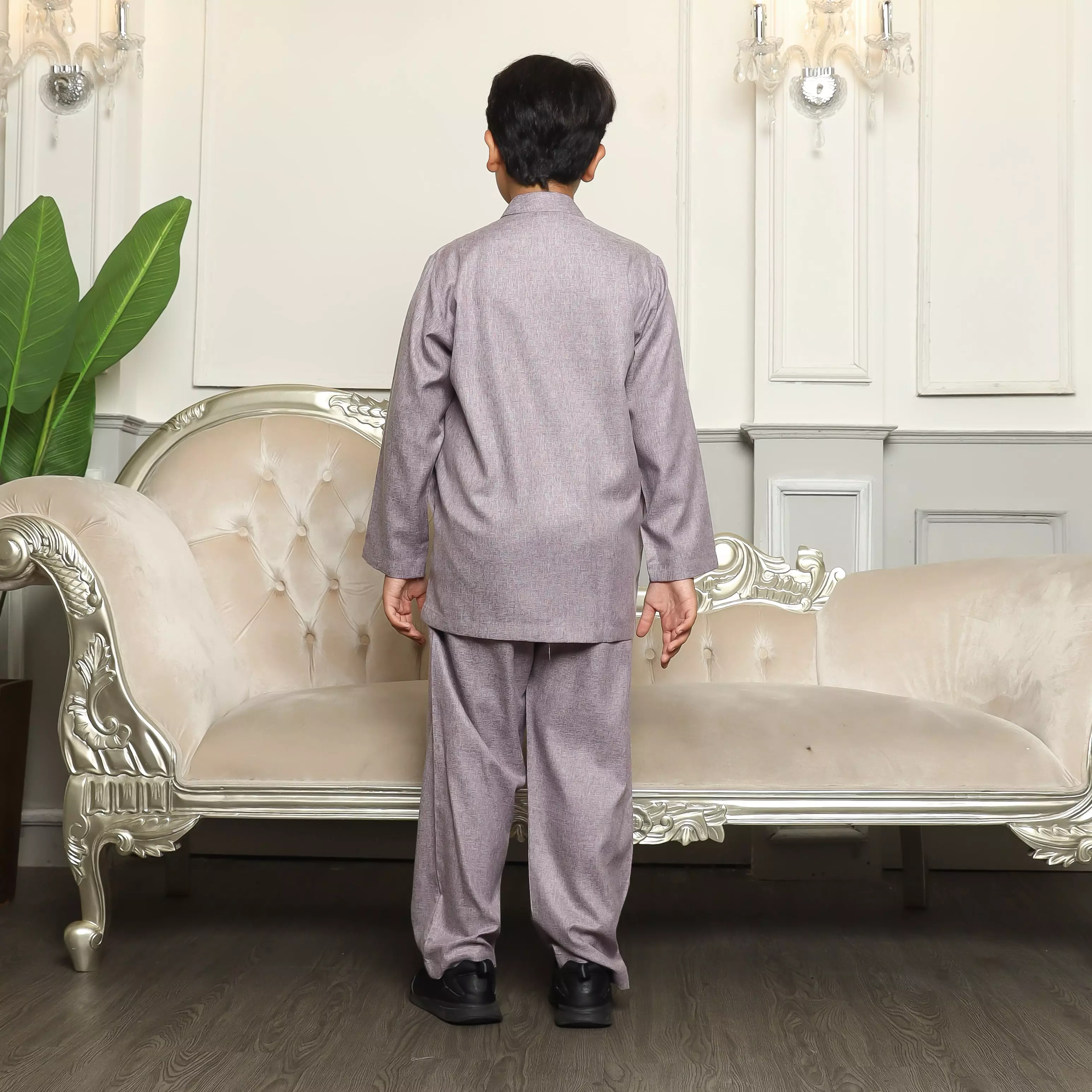 Baju Koko Anak Sarimbit KKA 39 Lilac Lengan Panjang