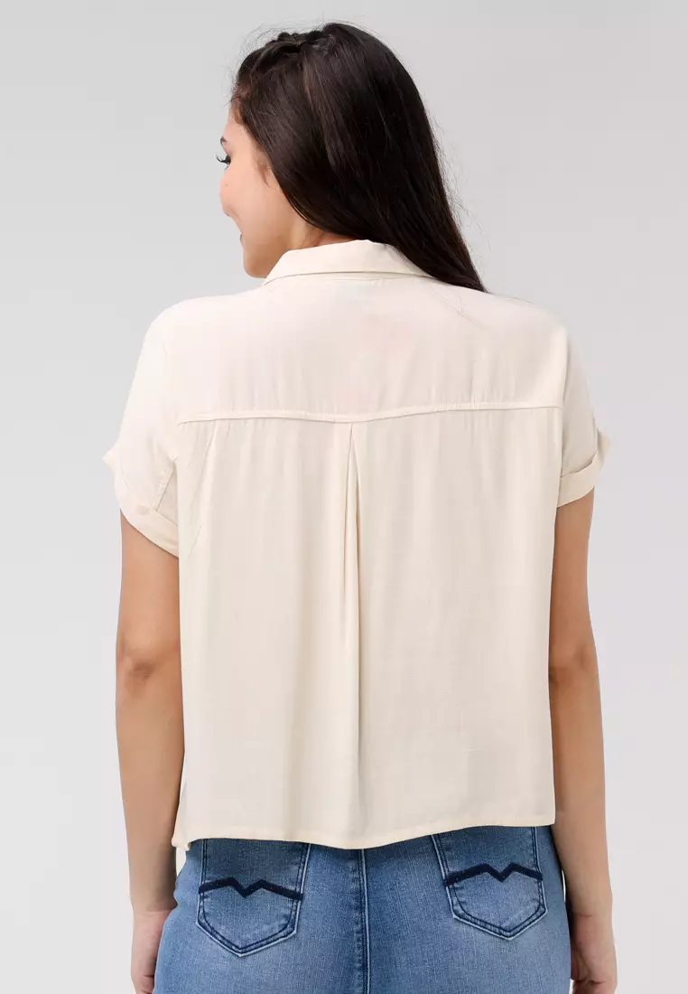 Soft Linen Woven Short Sleeves Blouse
