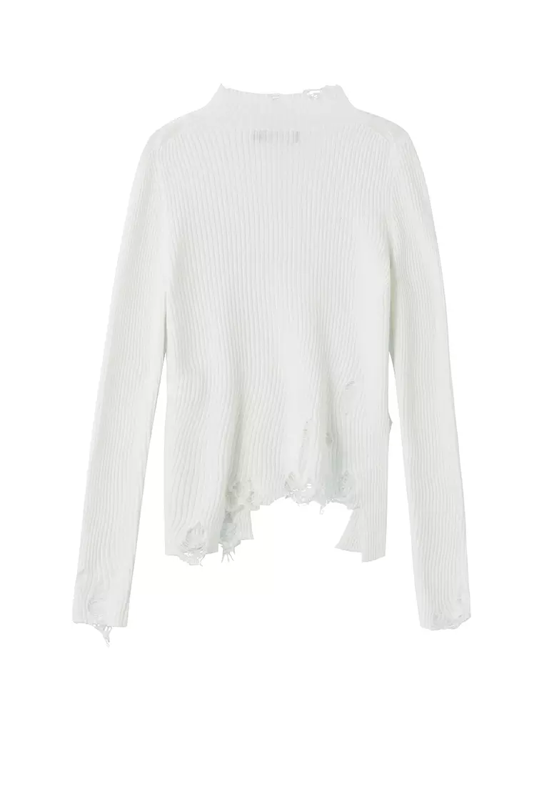 White on sale torn sweater