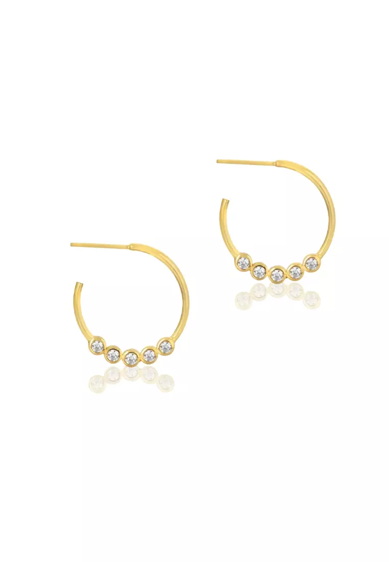 Vermeil Crystal Midi Hoop Earrings