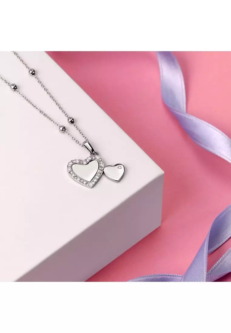 Morellato Love Necklace with Hearts Pendant and Crystals S0R18