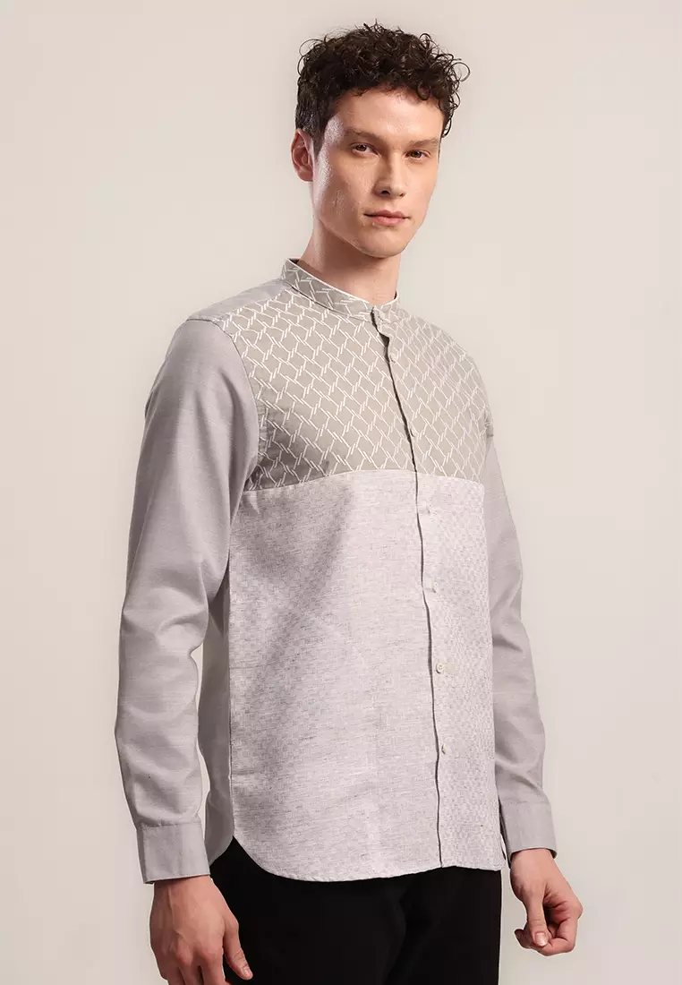 MOC Kemeja Koko Lengan Panjang Pria TIDORE - GREY