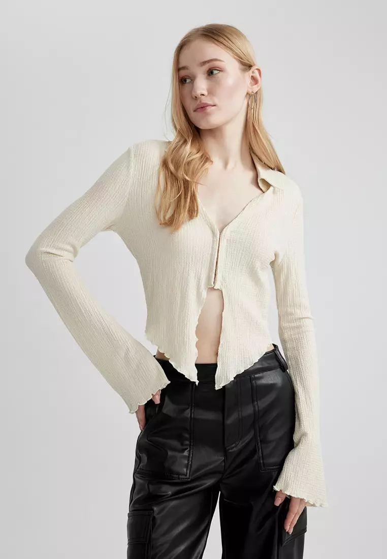 Textured Cropped Shirt