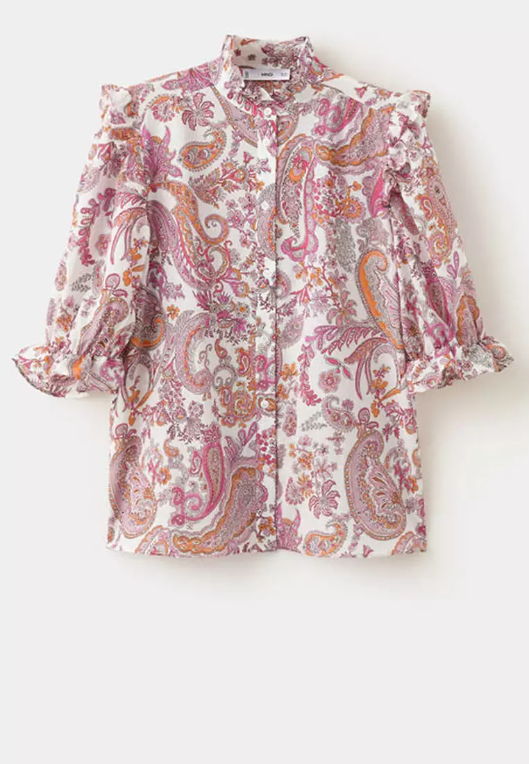 Buy Mango Paisley Print Ruffle Blouse 2026 Online | ZALORA