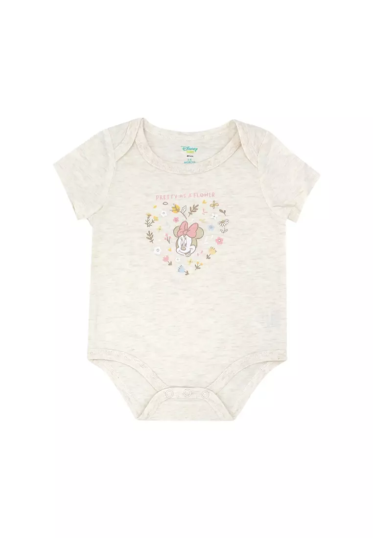 Baby Girl Licensed Newborn Essentials Short Sleeve Onesie Pack of 3 "Blooming"