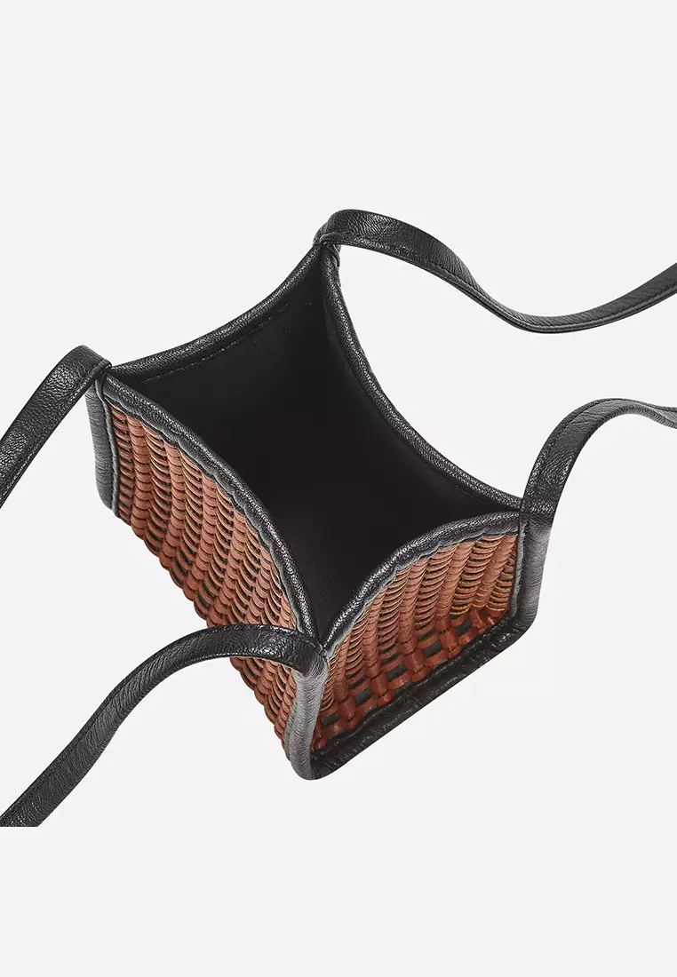 Kwani Handmade Weaving Tote Mini Brown Black