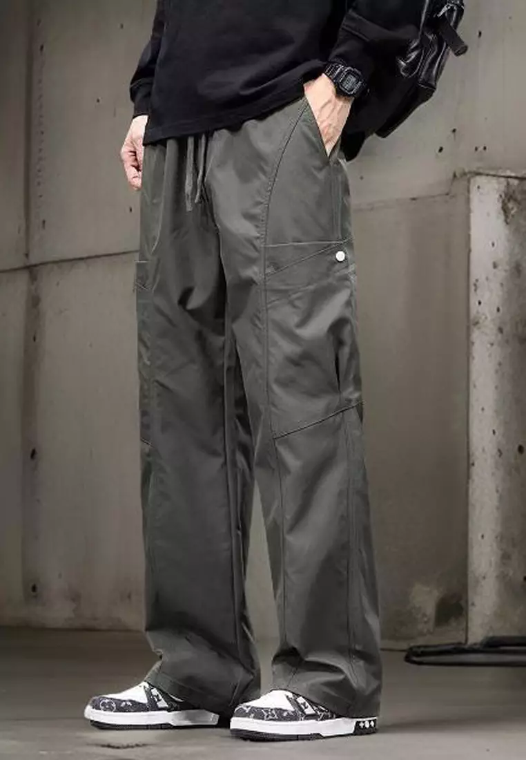 抽繩休閒寬腿褲