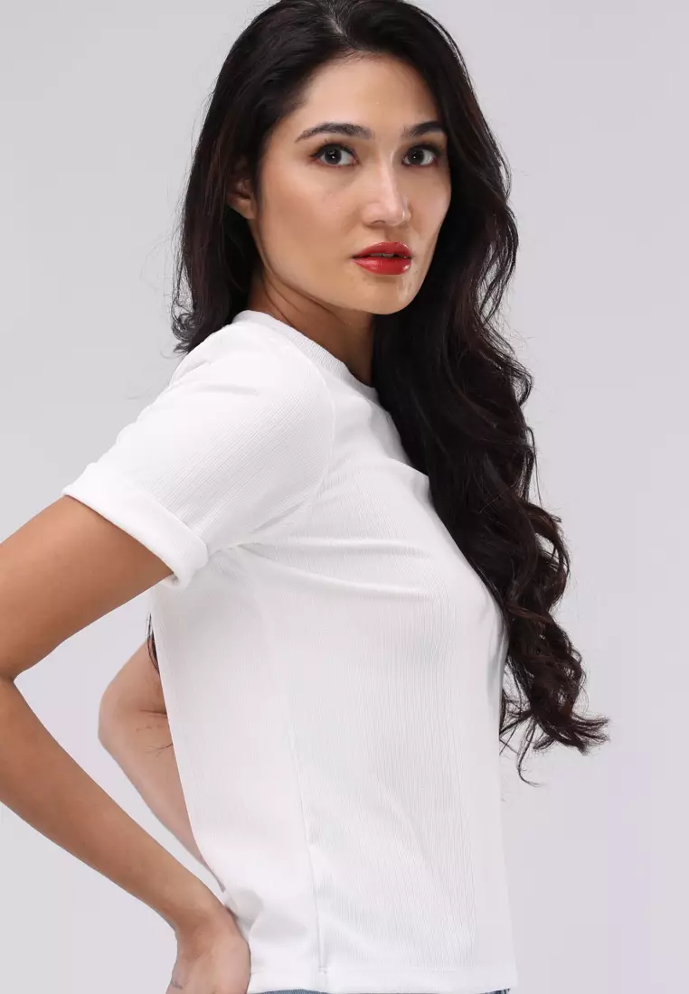 Textured Knits Short Sleeve Blouse