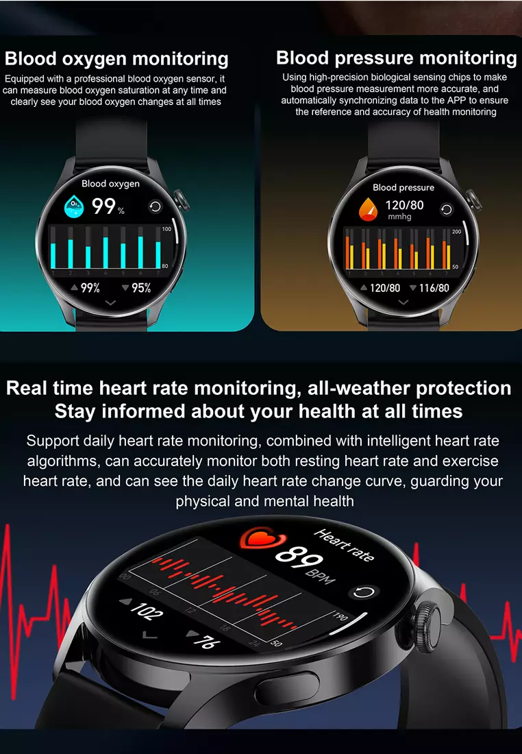 Smartwatch 1.53 inch TFT Screen Full Touch Jam Running Pria IP67 Waterproof 100+Sports Modes Bluetooth Call white