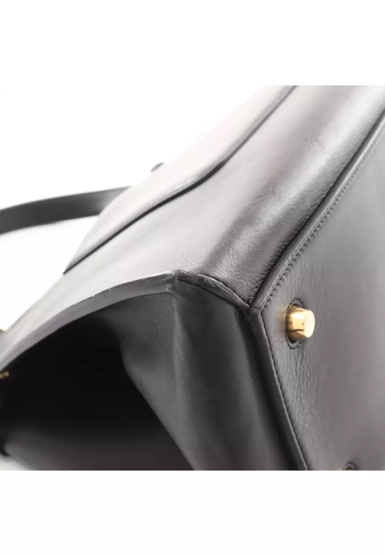 Celine black leather store large tote bag