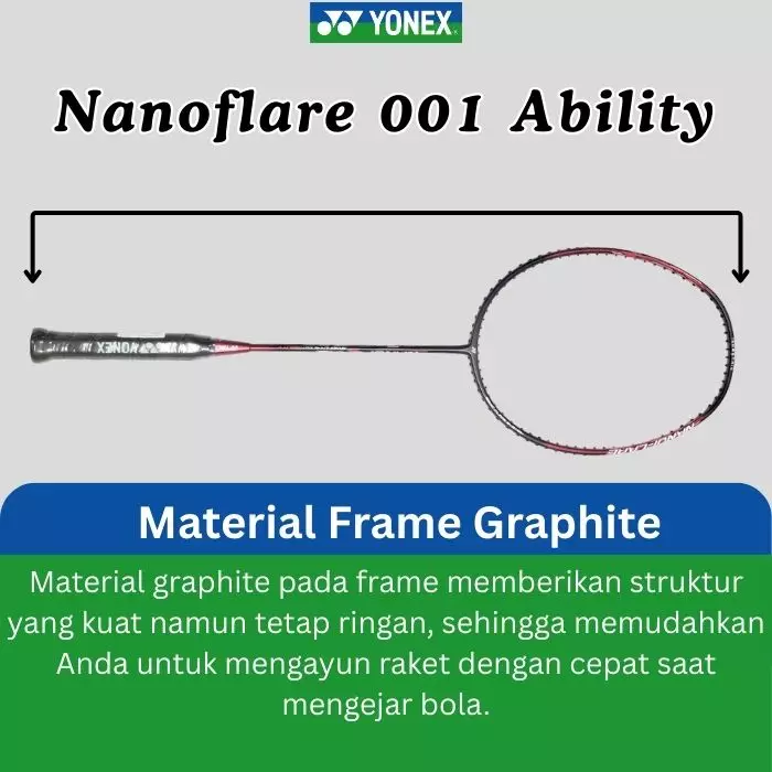 Raket Badminton Yonex Nanoflare 001 Ability GRATIS Senar, tas dan grip hitam