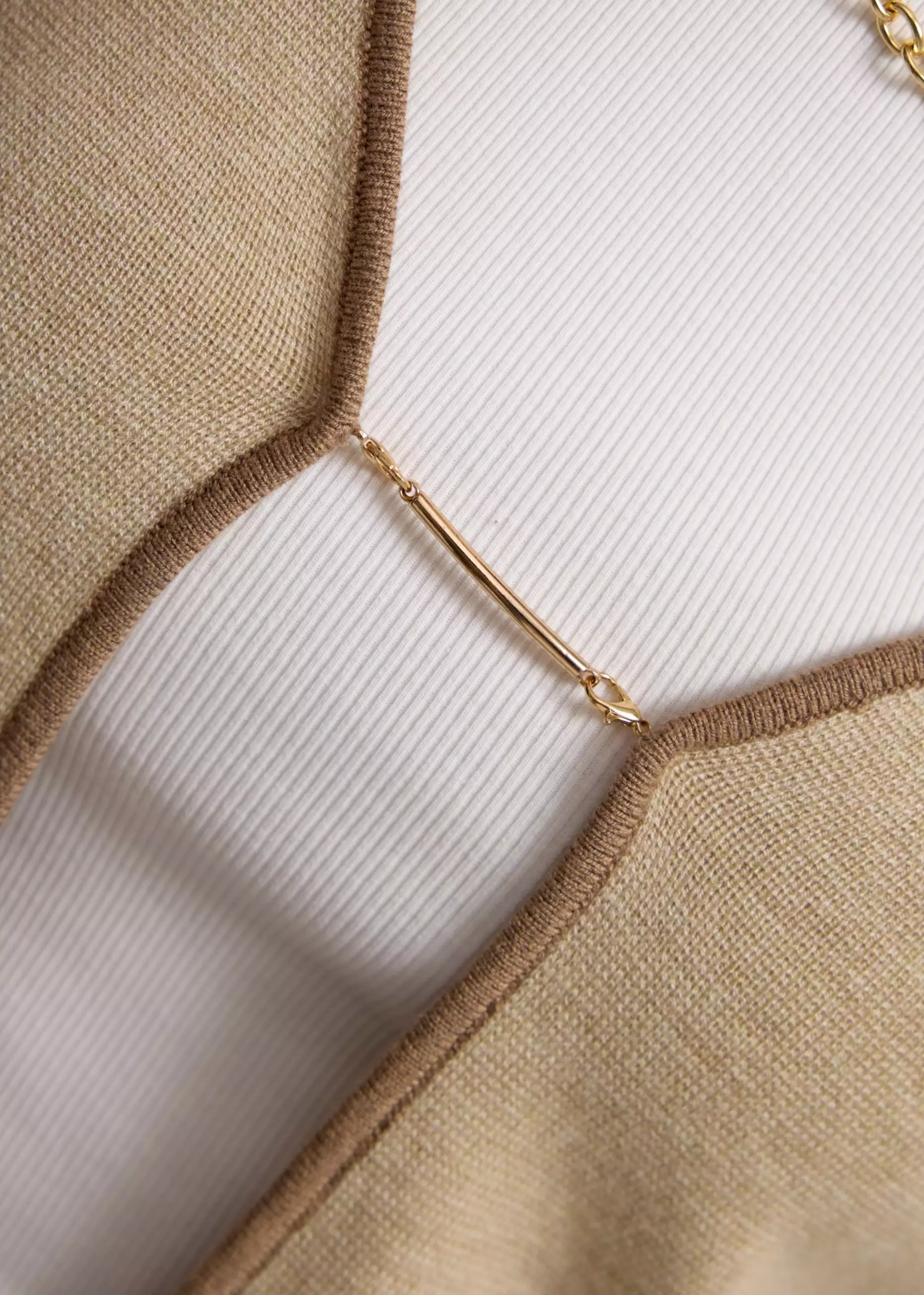 Cardigan Wanita - Relaxed Contrast Piping Knit Metal Clasp Cardigan