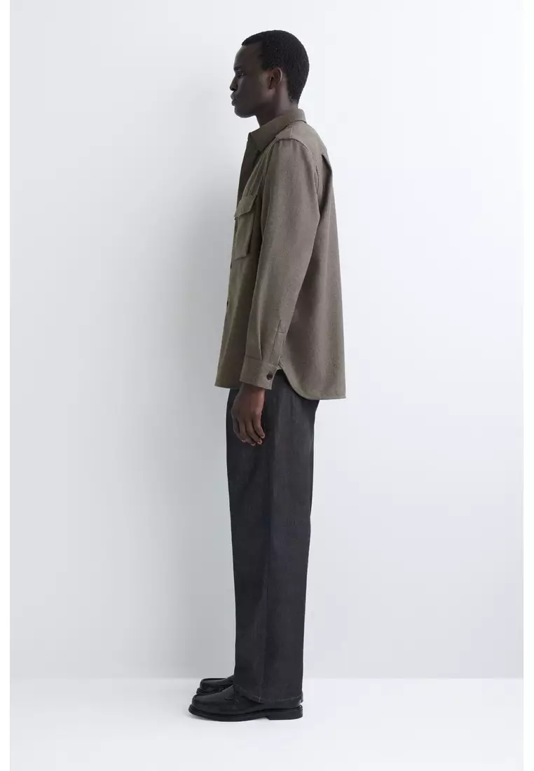 BUTTON-DOWN COLLAR WOOL SHIRT