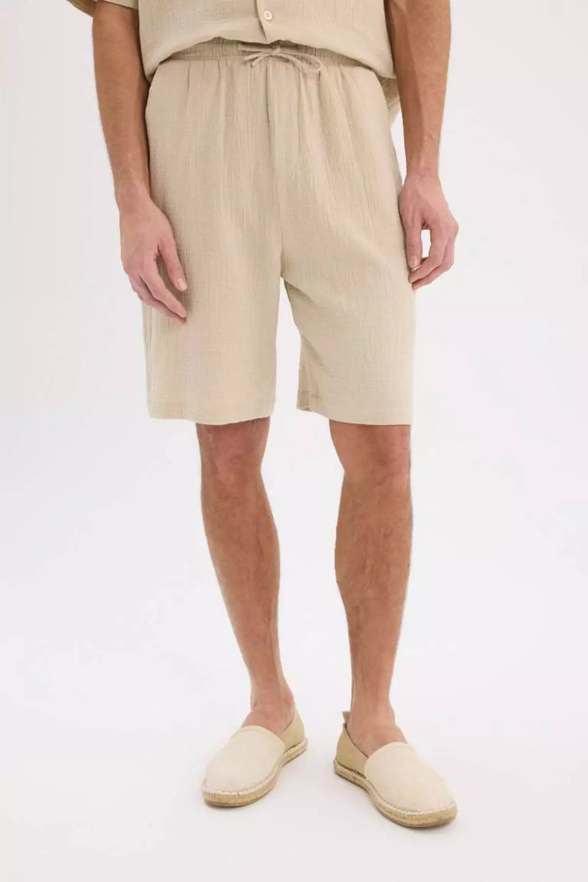 100% Cotton Relax Fit Muslin Pocket Basic Plain Bermuda Shorts C7589Ax25Sm